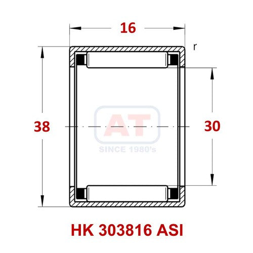 HK 303816 ASI - HK Series , Drawn Cup Bearings , Needle Roller Bearings | YFB | Abdul Traders