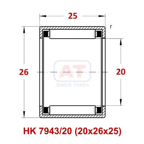 HK 7943/20 (20x26x25) - HK Series , Drawn Cup Bearings , Needle Roller Bearings | YFB | Abdul Traders