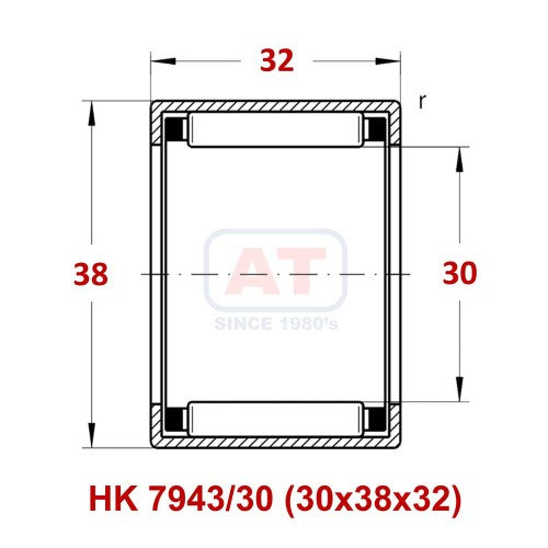 HK 7943/30 (30x38x32) - HK Series , Drawn Cup Bearings , Needle Roller Bearings | YFB | Abdul Traders