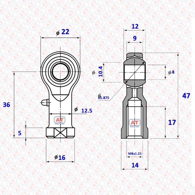 PHS 08 - PHS Series , Female Thread R+L , Rod End Bearings | AT | Abdul Traders